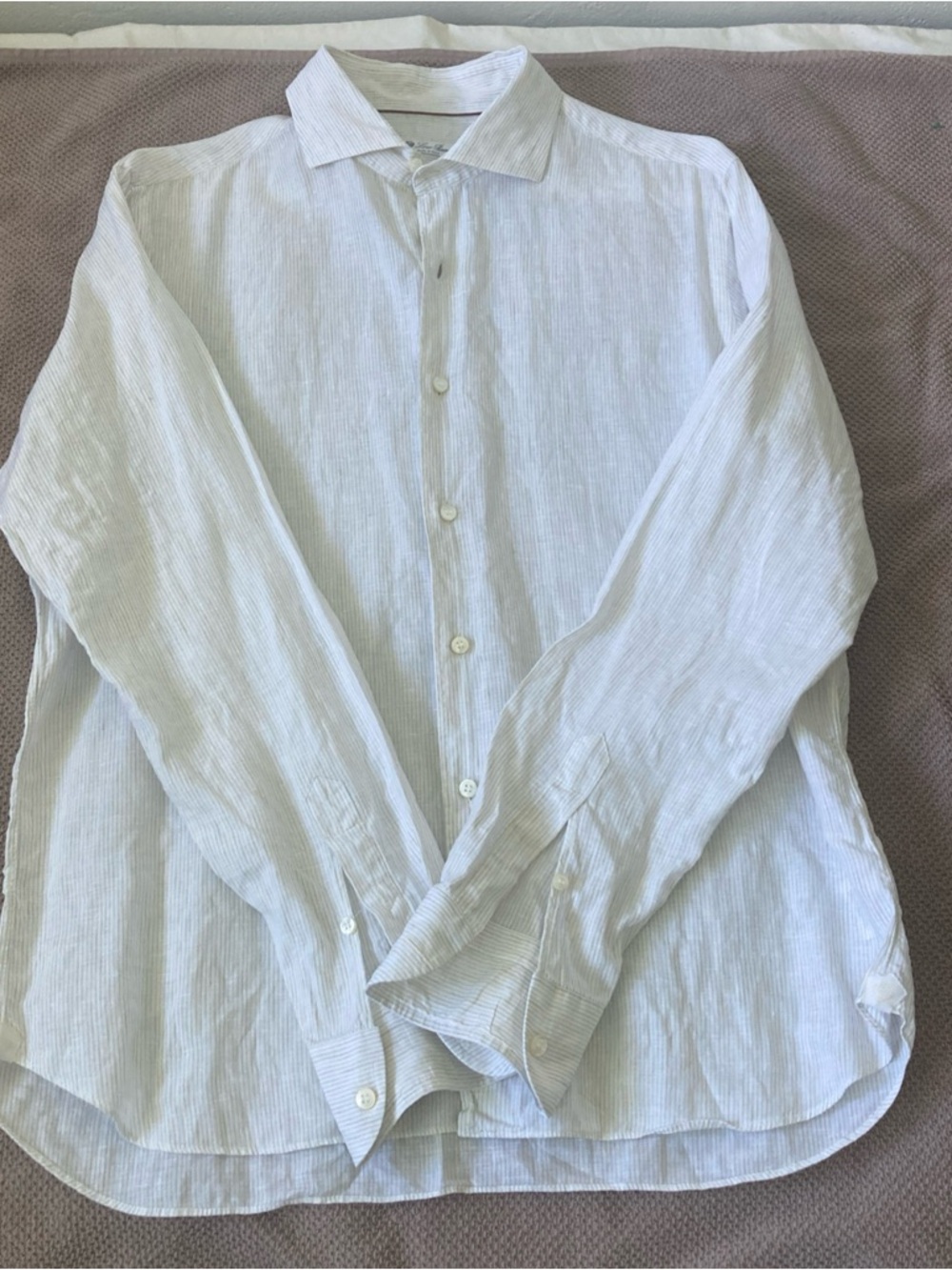 Loro Piana Mens  Striped Linen Button-Up Shirt size 44